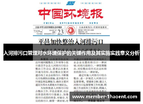 入河排污口管理对水环境保护的关键作用及其实施实践意义分析