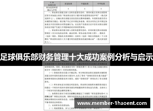 足球俱乐部财务管理十大成功案例分析与启示 足球俱乐部财务管理十大成功案例分析与启示